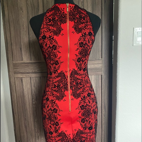 Flocked Velvet Bodycon Dress - Picture 8 of 14